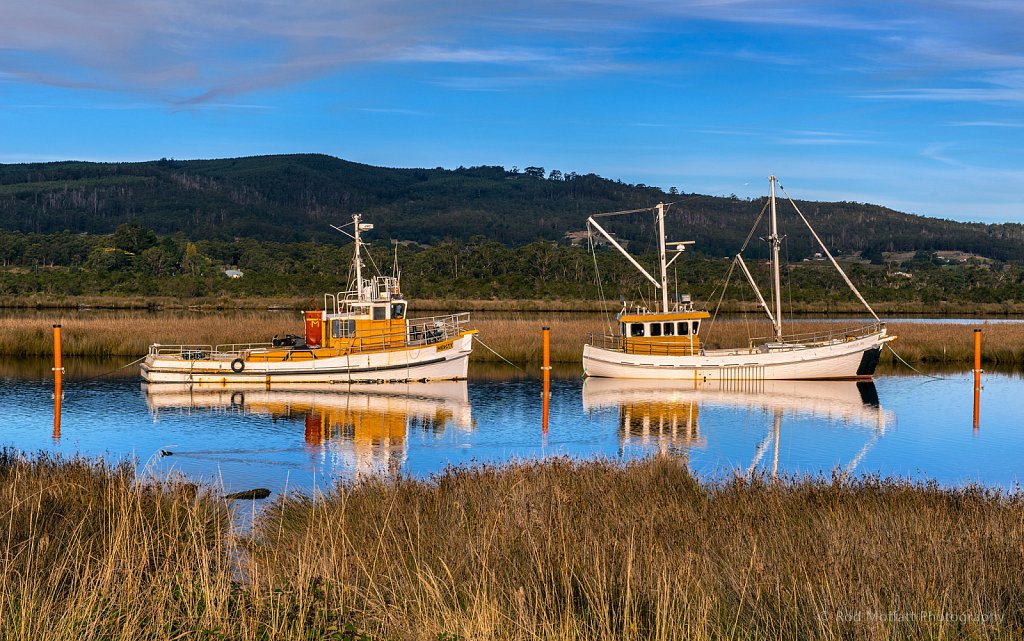 Trawlers moored in the Huon River